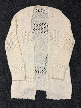 Y2K Cream Knit Cardigan Lightweight Womens Sweater Minimalist